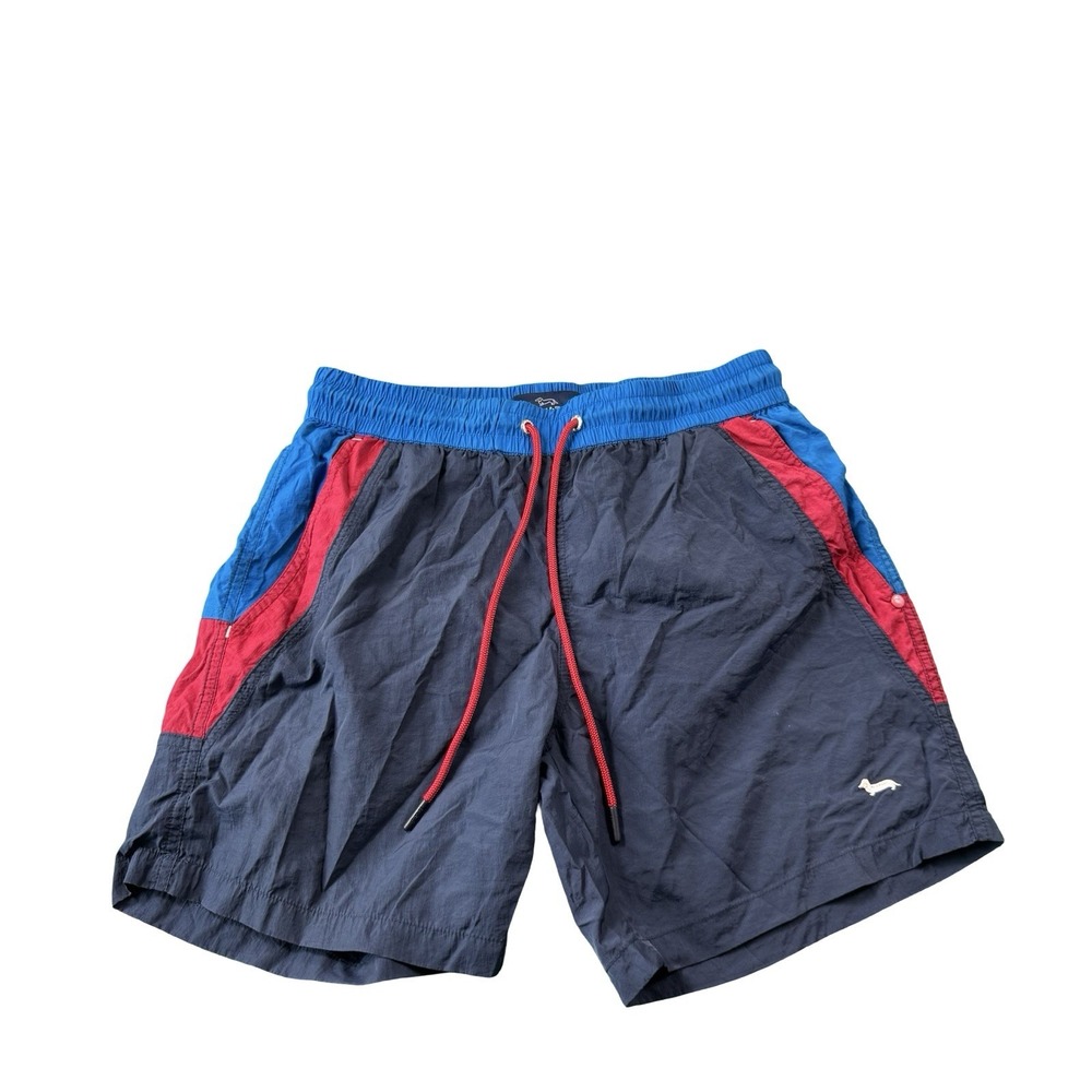 Harmont & Blaine Mens Swim Trunks Red Blue Colorblock Mesh Lined Small